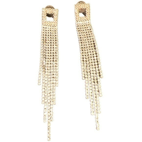 Badgley Mischka rhinestone earrings dangling tassels - Picture 3 of 5